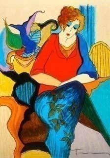 Itzchak Tarkay Waiting Serigraph: Itzchak Tarkay Waiting Serigraph HandSigned and Numbered Comes with Certificate of Authenticity size 14 x 11 in. W330