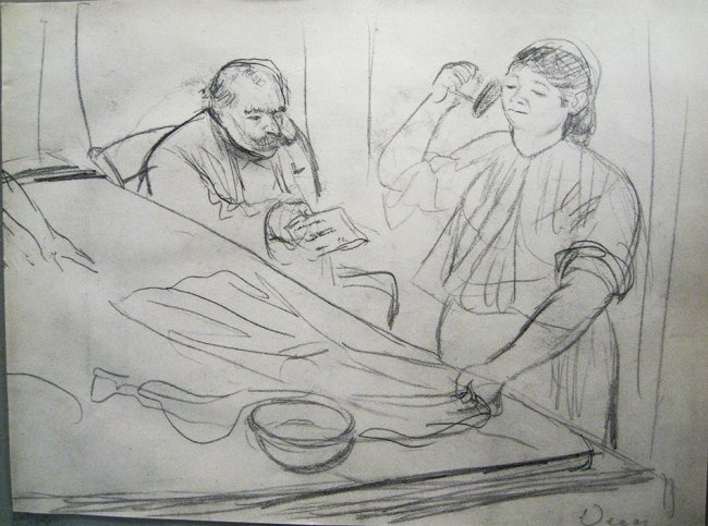 Edgar Degas, The ironer - La Repasseuse: Edgar Degas, The ironer - La Repasseuse , the medium is Lithograph signature in plate, paper sized 13 x 19.5 inches including COA. w360