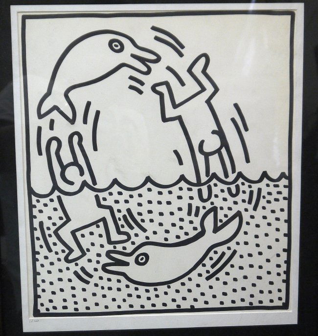 Keith Haring "Untitled ": Keith Haring "Untitled " 1983 size 26 x 21.5 inches comes with the frame and medium is lithograph on paper . In mint condition with certificate of authenticity N935
