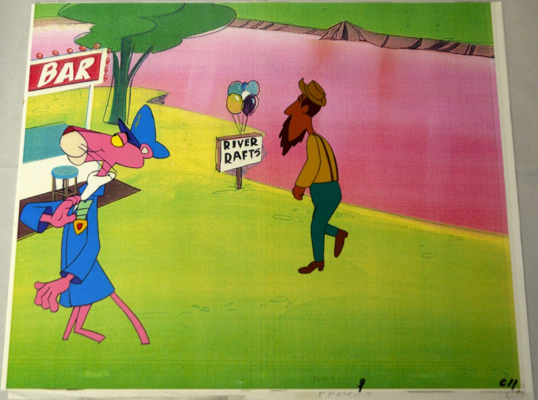 Pink Panther Animation Cartoon Sericel: Pink Panther Animation Cartoon Sericel with Certificate of Authentication This Cel measures 12.25" x 10.5" W36