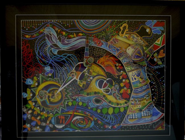 Raphael Abecassis "Woman of Valor" (Framed): Raphael Abecassis "Woman of Valor" Size: 26.75 x 20.5" Frame: 34 x 28" Original one of a kind mixed media on board Signed W2700