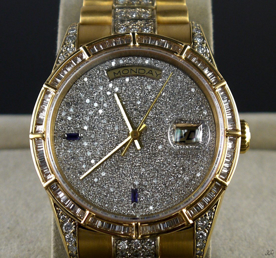ROLEX Presidential Double Clock W57500: ROLEX Presidential Double Clock - All original except approx 7ct diamonds are aftermarket. COA to follow. W57500