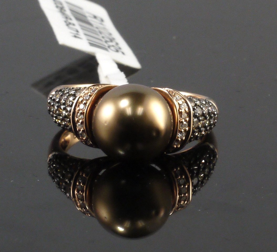 14kt Rose Gold Tahitian Pearl 0.52ctw Diamond Ring: Please review the attached gemologist report for further relevant information W1690