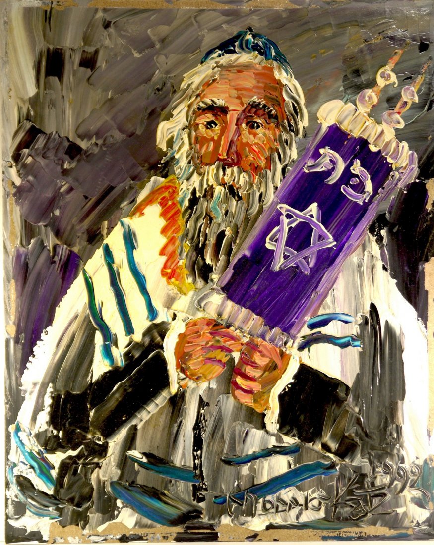 Morris Katz "Untitled" W450: Morris Katz "Untitled" original acrylic painting on board Hand signed and dated size: 16" x 20". Some paint on board had chipped off around the edges W450
