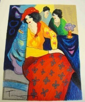 Itzchak Tarkay "Blue Mood" W397: Itzchak Tarkay "Blue Mood" with COA. Serigraph. size 14 x 11 in. W397
