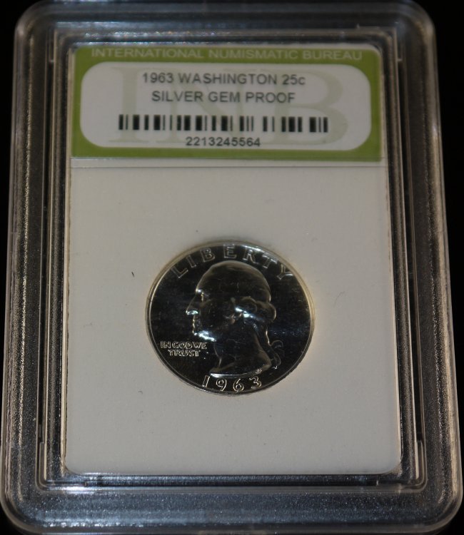 1963 Washington 25 cents Silver GEM Proof W50: 1963 Washington 25 cents Silver GEM Proof International Numismatic Bureau W50