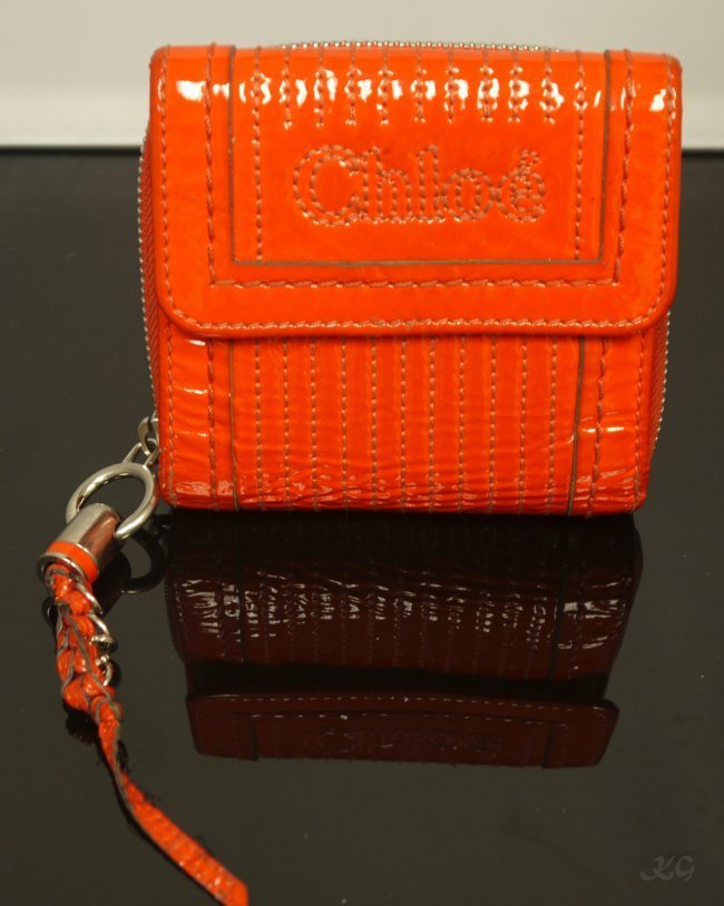 CHLOE Wallet W150: Pre-Owned Orange CHLOE Wallet 10" wide(opened) 5.25" wide(closed) W150