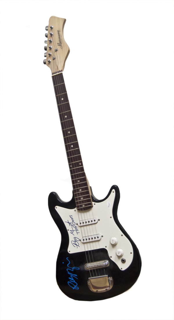 The Doors Signed Electric Guitar W1208: The Doors Electric Guitar. Signed by Ray Manzarek and Robert Krieger Size: 39". Comes with COA W1208