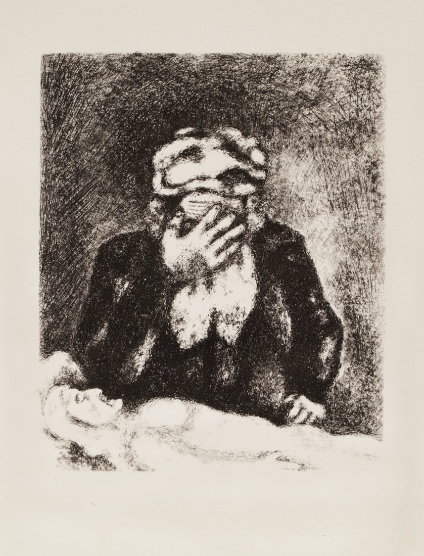Marc Chagall "Bible - Planche XI Abraham Pleurant Sara": Marc Chagall "Bible - Planche XI Abraham Pleurant Sara" Lithograph Limited Edition 1975 size: 13" x 16.5" W255