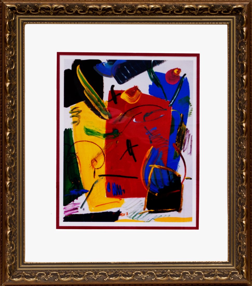 Peter Max "Untitled" W122: Peter Max "Untitled" Offset Lithograph on paper Frame Size: 17" x 19.5" Image Size: 9.75" x 12" comes with COA and Framed W122