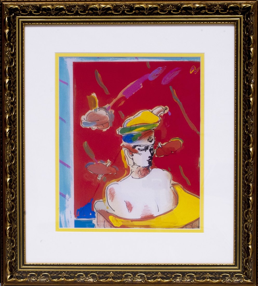 Peter Max "Untitled" (FRAMED) W124: Peter Max "Untitled" Offset Lithograph on Paper. Frame Size: 17.5" x 19.5" Image Size: 10" x 12" comes with COA and framed W124