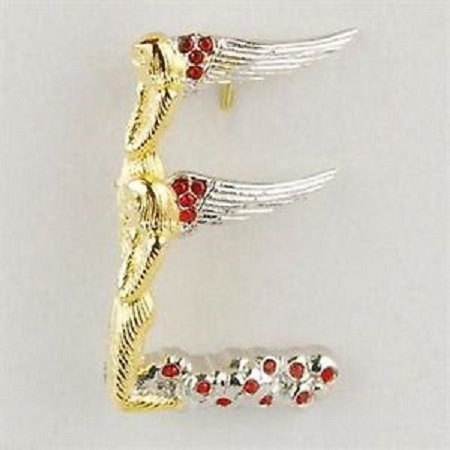 Erte Letter "E" Pin with box W135: Erte Letter "E" Pin with box. Sterling silver with Swarovski crystal.W135