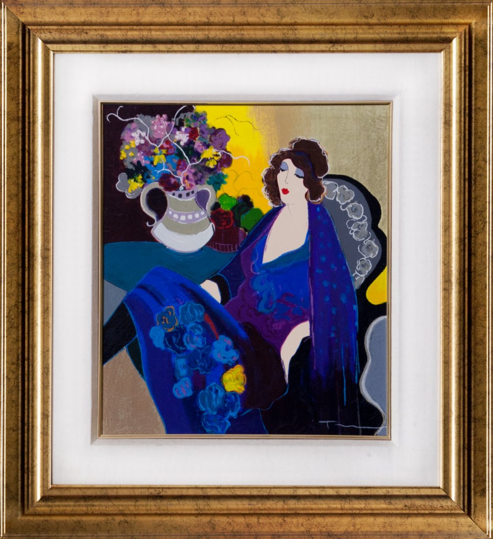 Itzchak Tarkay "Special Night" (FRAMED) W14512: Itzchak Tarkay "Special Night" Hand Embellished Serigraph on Canvas. Frame Size: 30.5" x 33' Image Size: 18" x 21" Limited Edition: 18/100. Hand signed by the artist, comes with COA anf framed W14512