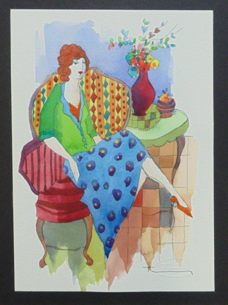 Itzchak Tarkay "Untitled" WN2085: Itzchak Tarkay "Untitled" Original mixed media on paper. Unique. 8" x 11". WN2085