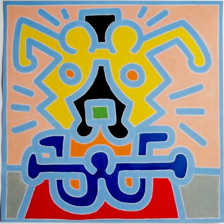 Keith Haring "Untitled" (Unframed) W303: Keith Haring "Untitled" Offset Lithograph Poster Size:19.75" x 19.75". Printed by LEM Art Group, Italy. This item has never been framed W303