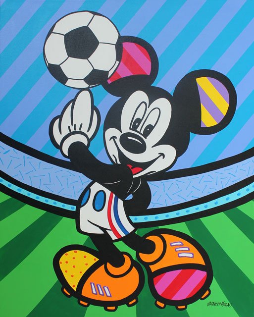 VALTER MORAIS "SOCCER ANYONE" CJ2013: VALTER MORAIS "SOCCER ANYONE" ORIGINAL ACRYLIC ON CANVAS HAND SIGNED BY THE ARTIST, MUSEUM GALLERY WRAPPED. SIZE: 30" X 24", COMES WITH COA. CJ2013