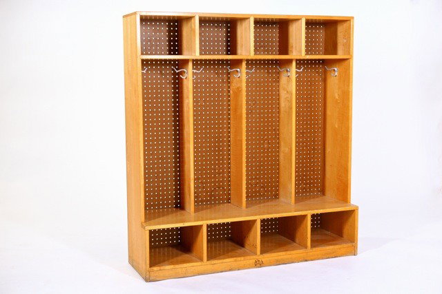Community Playthings - Childs Organizer Locker: Designer: Community Playthings Item: Childs Organizer Locker Mfg.: Community Playthings Description: Solid Birch Unit: 1 Dim. Exactly: (L x W x H"): 48" x 15" x 52"h Circa: 1965