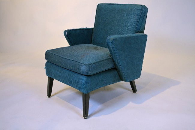 Gibbs and Cox - Upholstered Lounge Chair: Designer: Gibbs and Cox Item: Upholstered Lounge Chair Mfg.: unknown Description: Original Uph on Aluminum Frame Unit: 1 Dim. Exactly: (L x W x H"): 23x26x30"h Circa: 1945