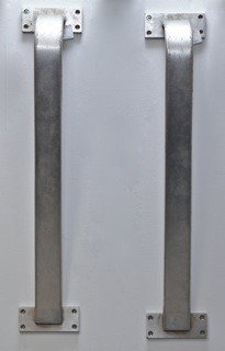Gibbs and Cox - Machined Aluminum Door Handles: Designer: Gibbs and Cox Item: Machined Aluminum Door Handles Mfg.: unknown Description: Anodized Aluminum Unit: 2 Dim. Exactly: (L x W x H"): 27x 5x 3.75d Circa: 1945