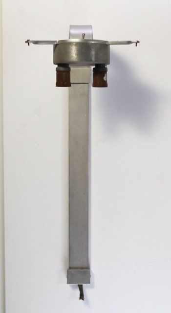 Gibbs and Cox - Wall Mounted Lamp: Designer: Gibbs and Cox Item: Wall Mounted Lamp Mfg.: The Simes Company Description: Anodized Aluminum w/ lampshade-partial Unit: 1 Dim. Exactly: (L x W x H"): 11x14x25h Circa: 1945
