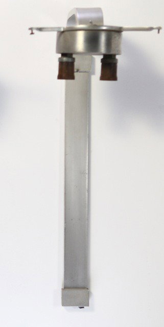 Gibbs and Cox - Wall Mounted Lamp: Designer: Gibbs and Cox Item: Wall Mounted Lamp Mfg.: The Simes Company Description: Anodized Aluminum w/ lampshade-partial Unit: 1 Dim. Exactly: (L x W x H"): 11x14x25.25"h Circa: 19