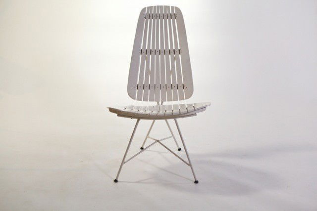 Arthur Umanoff - Garden Lounge Chair: Designer: Arthur Umanoff Item: Garden Lounge Chair Mfg.: Raymor Description: Lacquered Wood slats with Lacquered Steel Frame Unit: 1 Dim. Exactly: (L x W x H"): 24" x 19" x 42"h Circa: <