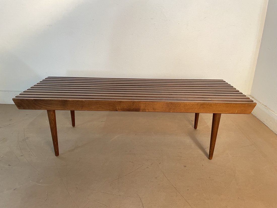 Mid Century Modern Slat Bench (1 of 2)