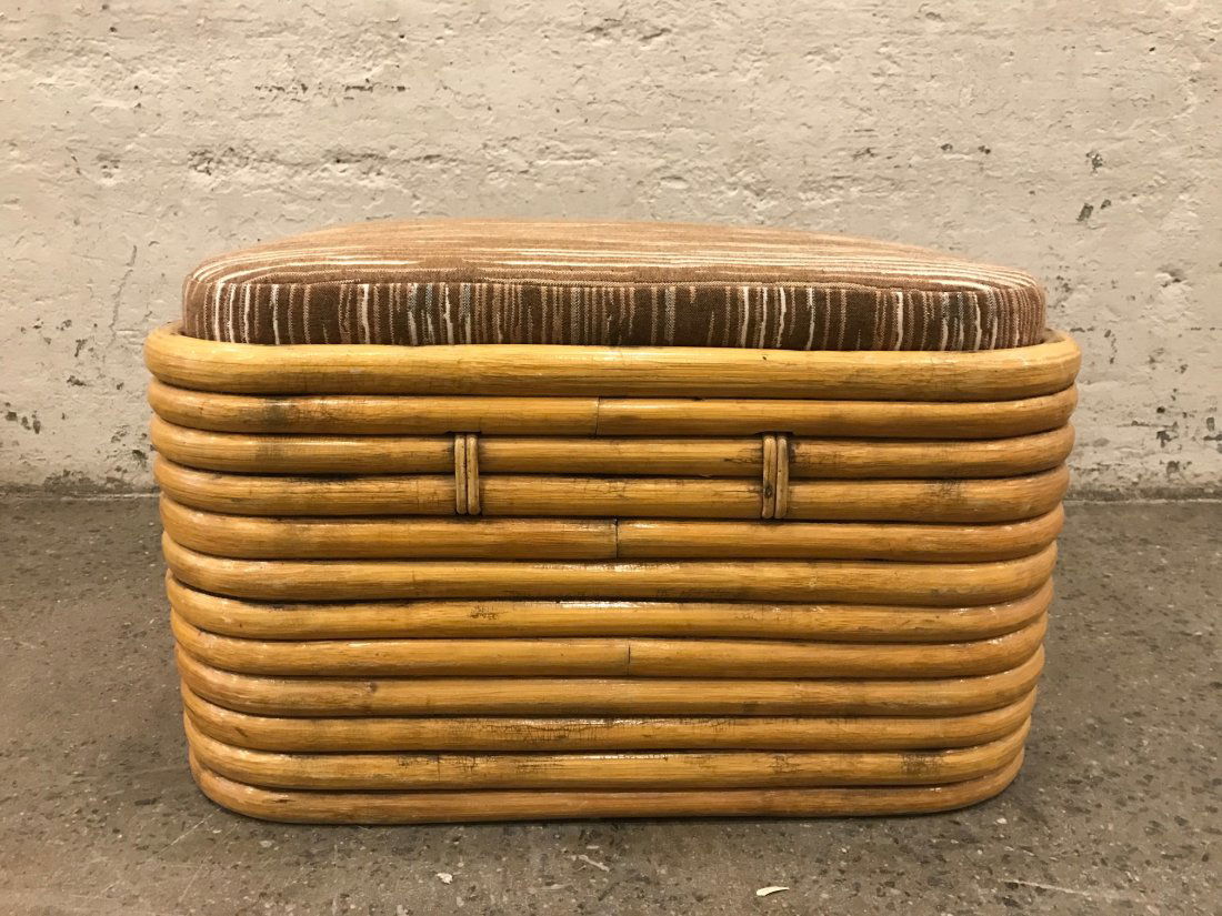 Paul Frankl Style Rattan Ottoman (1 of 4)