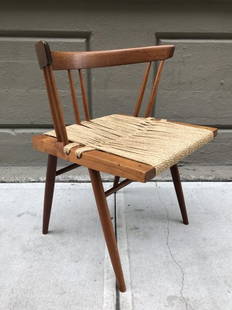 George Nakashima Grass Seat Chair: George Nakashima Grass Seat Chair. Measures: 26.5H x 18W x 18D. Seat height: 17.