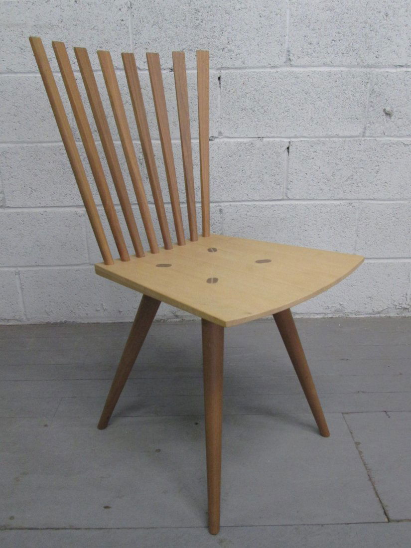 Mikado Chair by Johannes Foersom & Peter Hiort-Lor: Chair is beech and walnut. Minor scratches. Measures: 34"H x 15.5"W x 22"D.