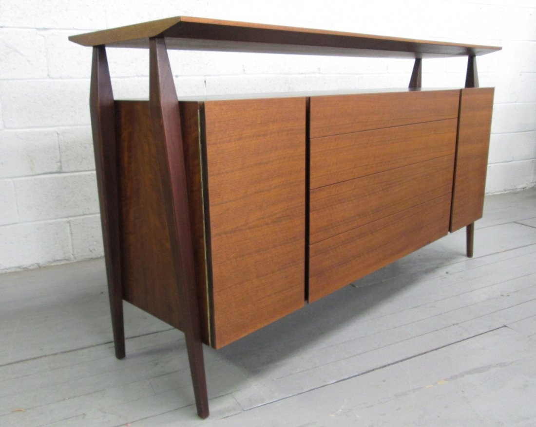Gio Ponti For Singer & Sons Sideboard: Has metal decorative frames. Measures: 12"H x 8"W (at it's widest)