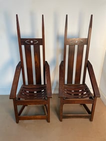 Oak Mission Chairs- Pair