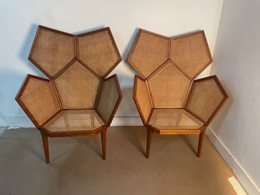 Walnut Hand Cane Chairs