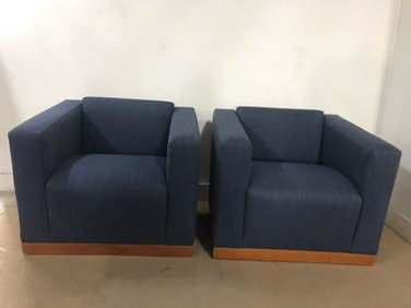 Mid-Century Modern Blue Lounge Chairs