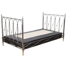 French 1950s Steel and Brass Daybed