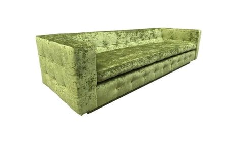 Modern Tufted Green Velvet Sofa