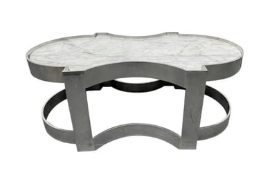 Marble and Chrome Two-Tier Coffee Table