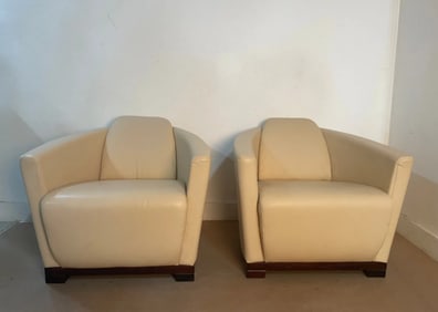 Modern Leather Chairs - Pair