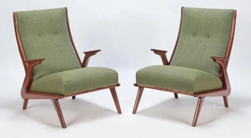 Mid Century Modern Italian Lounge Chairs Pair