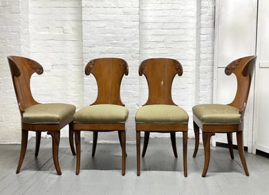 Klismos Style Walnut Dining Chairs