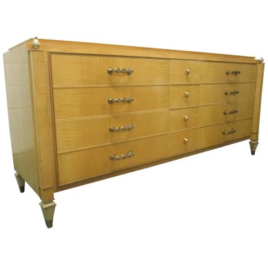 French Dresser: Andre Arbus French dresser has 12 drawers, decorative brass handles and the dresser is satin wood. Well-made and sturdy.