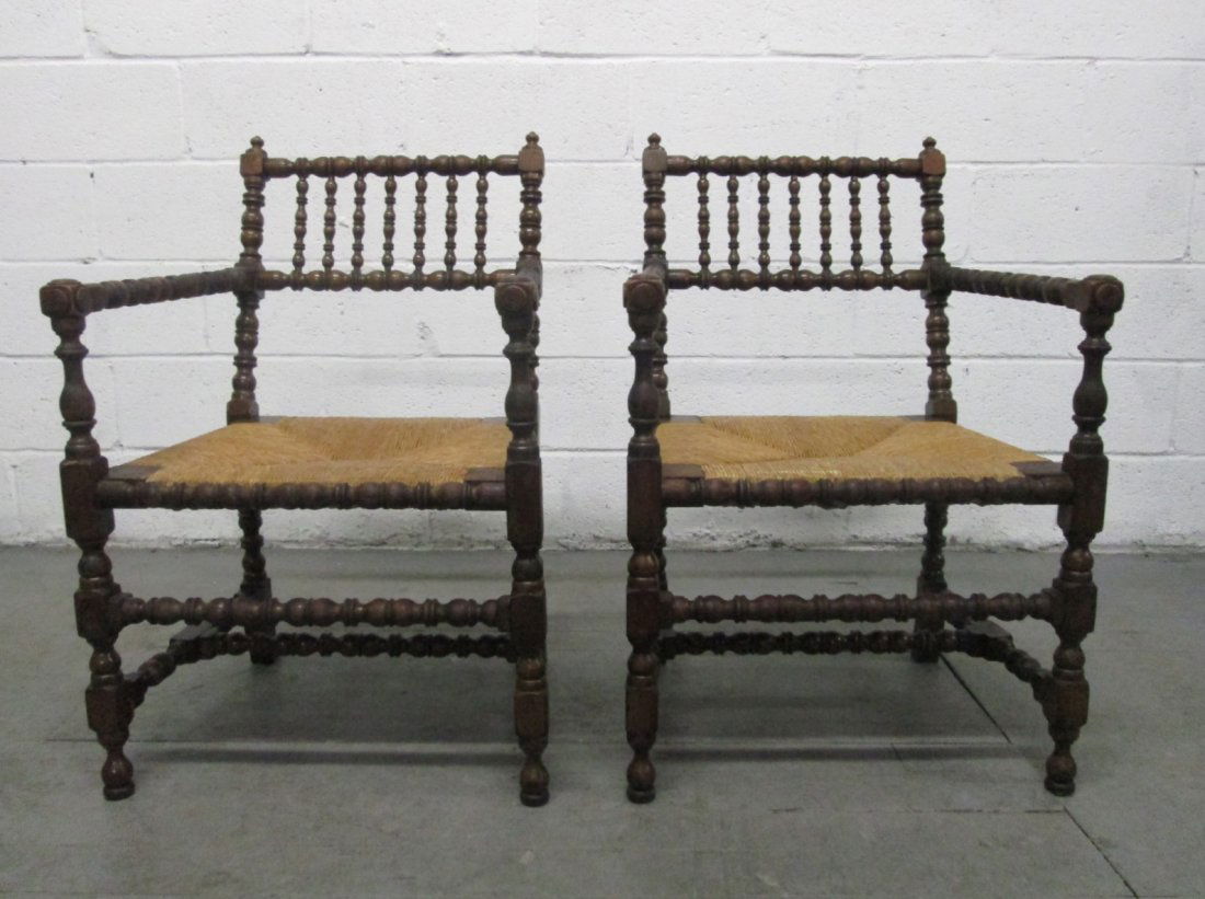 Antique Pair Flemish Turned Chairs (1 of 5)