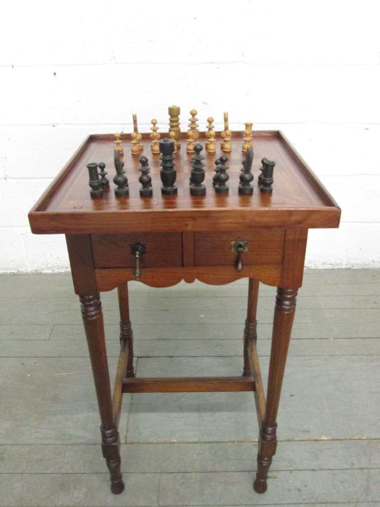 Antique Style Inlaid Chess Table (1 of 6)