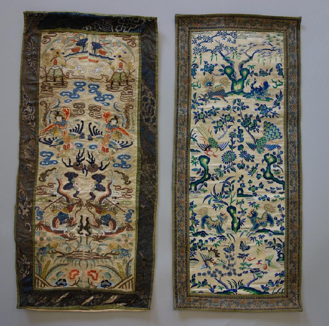 2 Chinese Embroidered Silk Panels, Republic Era (1 of 3)