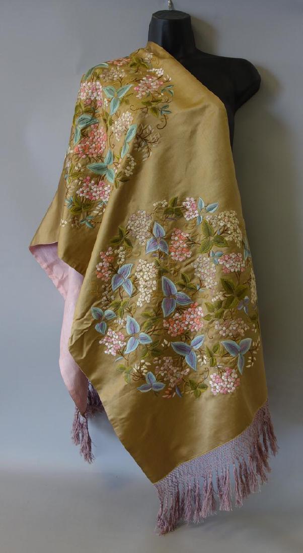 Fine Chinese Embroidered Silk Shawl, Republic Era (1 of 5)