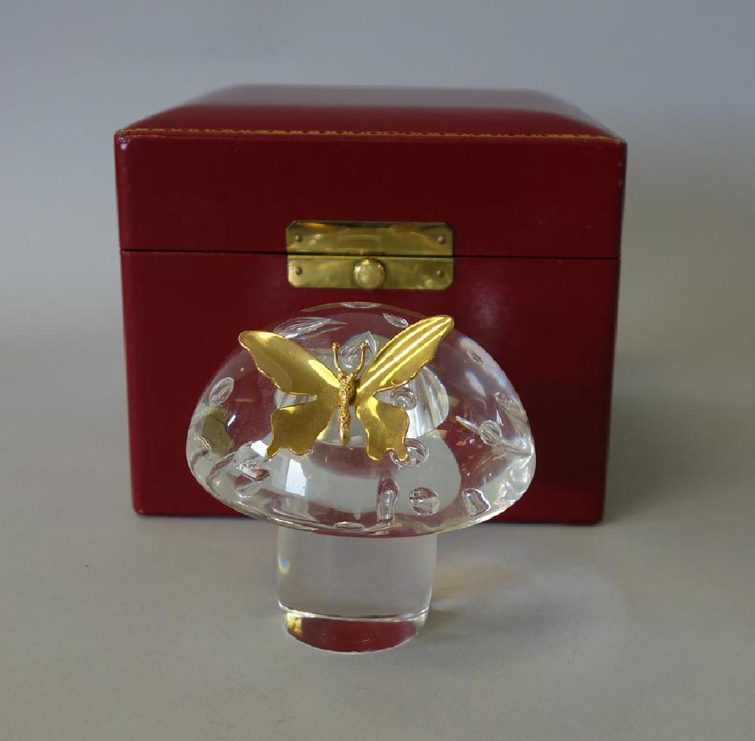 Steuben Crystal Mushroom, 18K Gold Butterfly & Box (1 of 8)