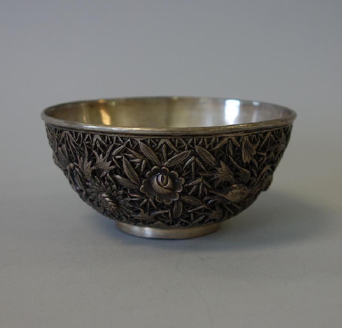 Chinese Silver Bowl, Shou Longevity Symbol (1 of 4)