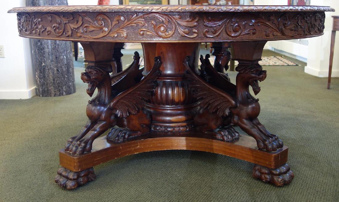 R.J. Horner Winged Griffin Dining Table, c.1880s. (1 of 8)