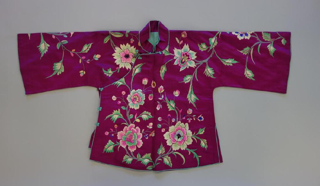 Chinese Embroidered Silk Jacket, Floral Motif (1 of 2)