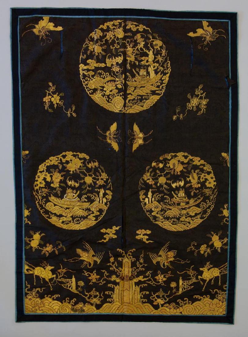 Chinese Embroidered Golden Thread Panel, Qing (1 of 3)